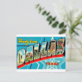 Dallas, Texas Vintage Travel Briefkaart (Staand voorkant)