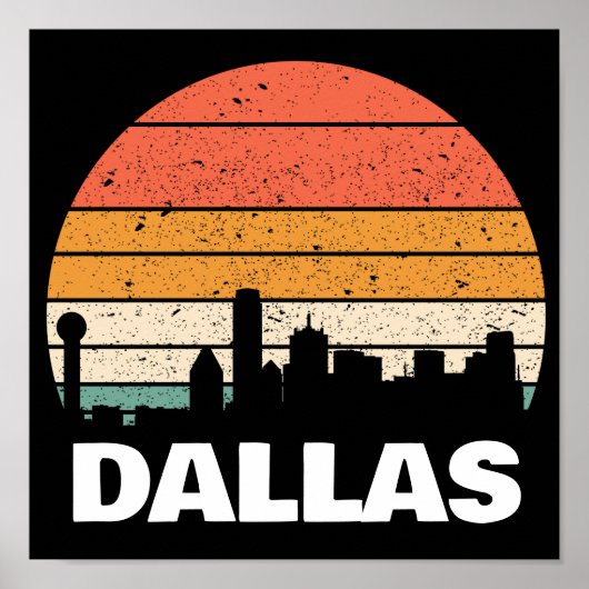 DALLAS TEXAS VINTAGE ZONSONDERGANG POSTER (Voorkant)