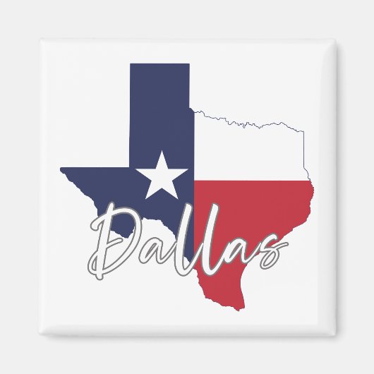 Dallas, Texas Vlag Kaart Magneet (Voorkant)