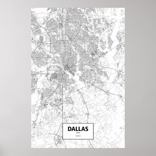 Dallas, Texas (zwart op wit) Poster (Voorkant)
