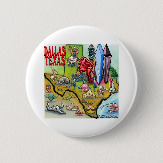 Dallas TX Ronde Button 5,7 Cm (Voorkant)