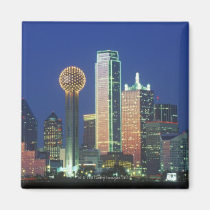 'Dallas, TX skyline 's nachts met Reunion Tower' Magneet