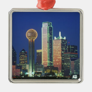 'Dallas, TX skyline 's nachts met Reunion Tower' Metalen Ornament
