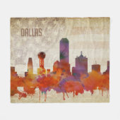 Dallas, TX | Waterverf City Skyline Fleece Deken (Voorkant (Horizontaal))