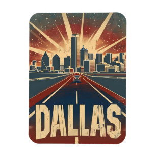 Dallas Vintage reizen en kunst Magneet