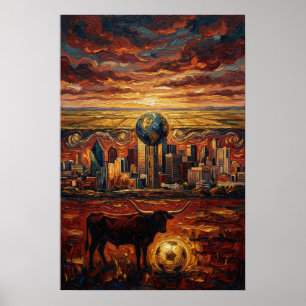 Dallas World Stage WK 2026 Voetbal Epische Kunst Poster