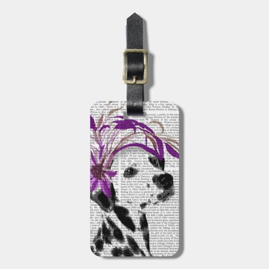 Dalmatiaan met Paarse fascinator Bagagelabel (Voorkant verticaal)