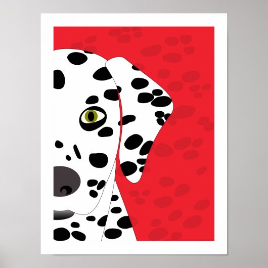 Dalmatiaans | Abstracte hondenkunst | Rood, zwart Poster (Voorkant)