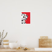 Dalmatiaans | Abstracte hondenkunst | Rood, zwart Poster (Keuken)