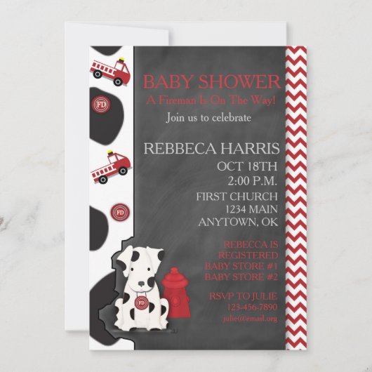 Dalmatiaans Baby shower Chevron Chalkboard Invite Kaart (Voorkant)