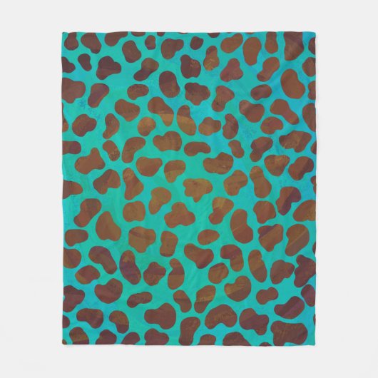 Dalmatiaans bruin en Blauwgroen afdrukken Fleece Deken (Voorkant)