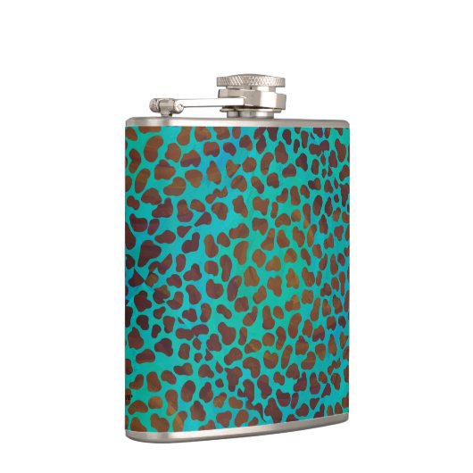 Dalmatiaans bruin en Blauwgroen afdrukken Heupfles (Rechts)