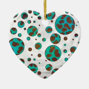 Dalmatiaans bruin en Blauwgroen afdrukken Keramisch Ornament