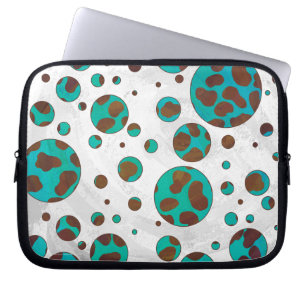 Dalmatiaans bruin en Blauwgroen afdrukken Laptop Sleeve