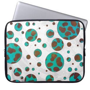 Dalmatiaans bruin en Blauwgroen afdrukken Laptop Sleeve