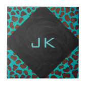 Dalmatiaans bruin en Blauwgroen afdrukken Tegeltje (Voorkant)