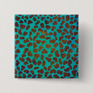 Dalmatiaans bruin en Blauwgroen afdrukken Vierkante Button 5,1 Cm