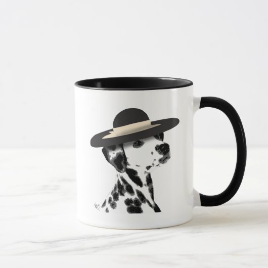 Dalmatiaans en Brimmed Black Pet Mok (Rechts)