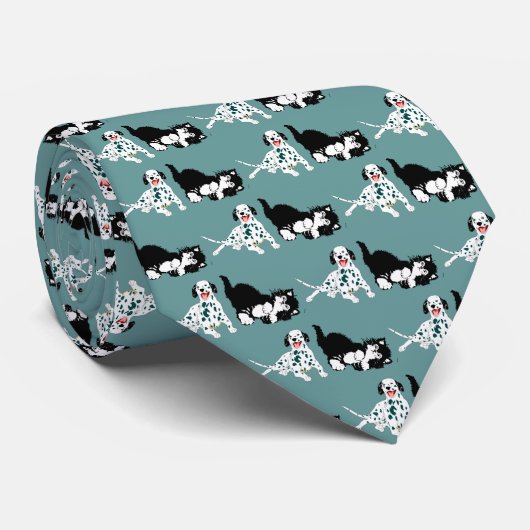 Dalmatiaans en Kat Stropdas (Opgerold)