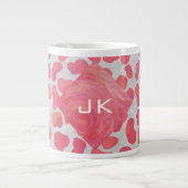 Dalmatiaans Roze en Wit met Monogram Jumbo Mok (Voorkant)