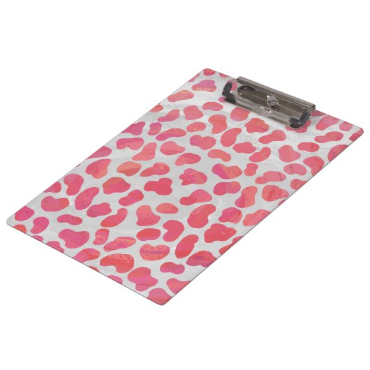 Dalmatiaans Roze en Wit met Monogram Klembord (Gekanteld)