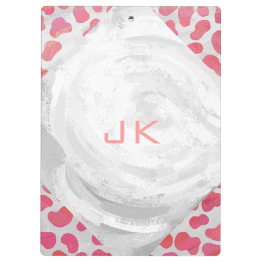 Dalmatiaans Roze en Wit met Monogram Klembord (Achterkant)