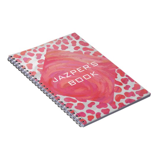 Dalmatiaans Roze en Wit met Monogram Notitieboek (Rechterzijde)