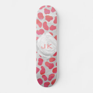 Dalmatiaans Roze en Wit met Monogram Skateboard