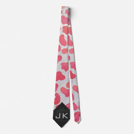 Dalmatiaans Roze en Wit met Monogram Stropdas (Voorkant)