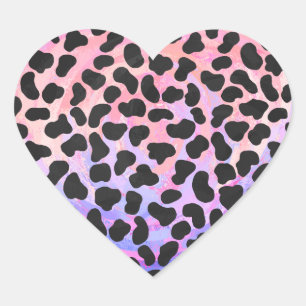 Dalmatiaans zwart-roze afdrukken hart sticker
