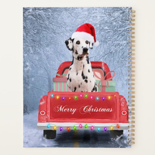Dalmatiaanse hond op sneeuw in kerstmis planner (Achterkant)