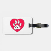 Dalmatiaanse poot afdrukken in rood hart bagagelabel (Achterkant horizontaal)