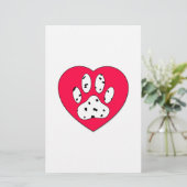 Dalmatiaanse poot afdrukken in rood hart briefpapier (Staand voorkant)