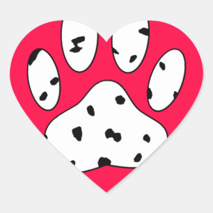 Dalmatiaanse poot afdrukken in rood hart hart sticker