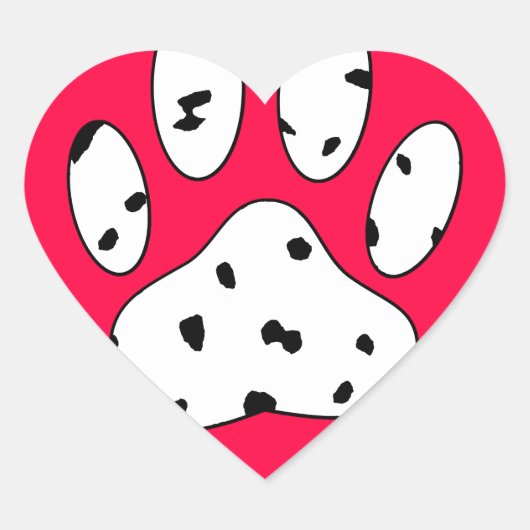 Dalmatiaanse poot afdrukken in rood hart hart sticker (Voorkant)