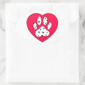 Dalmatiaanse poot afdrukken in rood hart ovale sticker (Tas)
