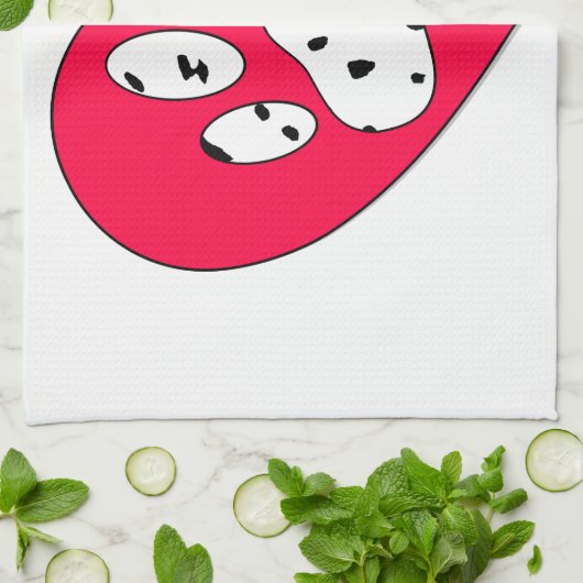 Dalmatiaanse poot afdrukken in rood hart theedoek (Gevouwen)