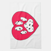 Dalmatiaanse poot afdrukken in rood hart theedoek (Verticaal)