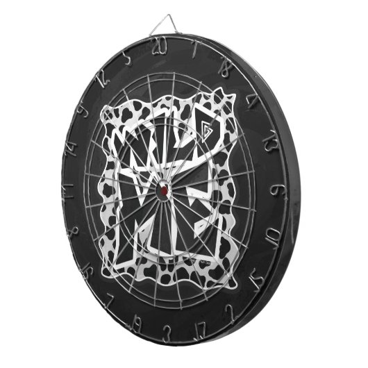 Dalmatian Black and White met Wild Me Dartbord (Voorkant Rechts)
