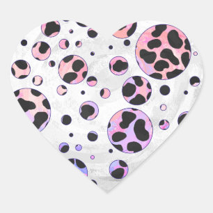 Dalmatian Black en Pink Polka Dot Print Hart Sticker