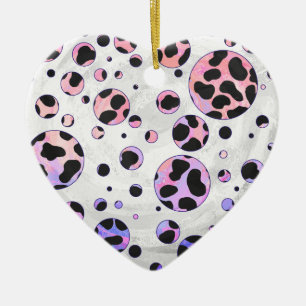 Dalmatian Black en Pink Polka Dot Print Keramisch Ornament