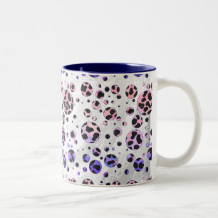 Dalmatian Black en Pink Polka Dot Print Tweekleurige Koffiemok