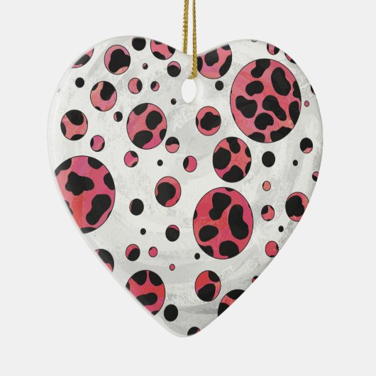 Dalmatian Black en Red met Polka Dots Keramisch Ornament (Rechts)