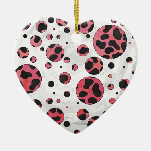 Dalmatian Black en Red met Polka Dots Keramisch Ornament (Voorkant)