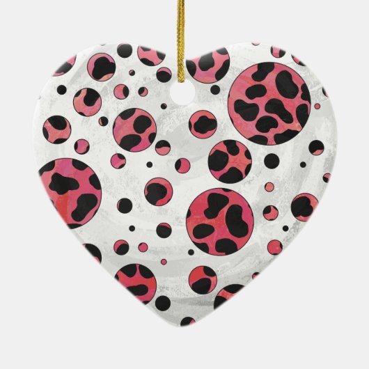 Dalmatian Black en Red met Polka Dots Keramisch Ornament (Achterkant)