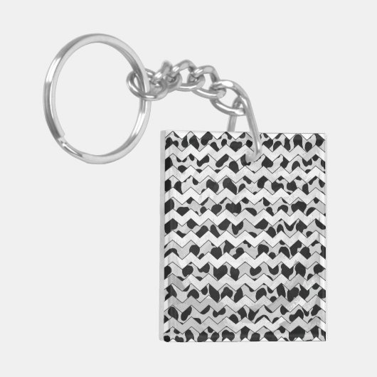 Dalmatian Black en White Chvron Sleutelhanger (Voorkant Links)