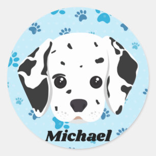 Dalmatian Blue Paw Print op maat Ronde Sticker