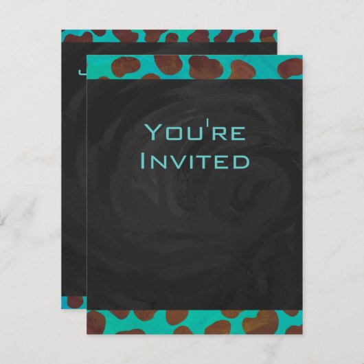 Dalmatian Brown en Blauwgroen met Monogram Kaart (Voorkant / Achterkant)