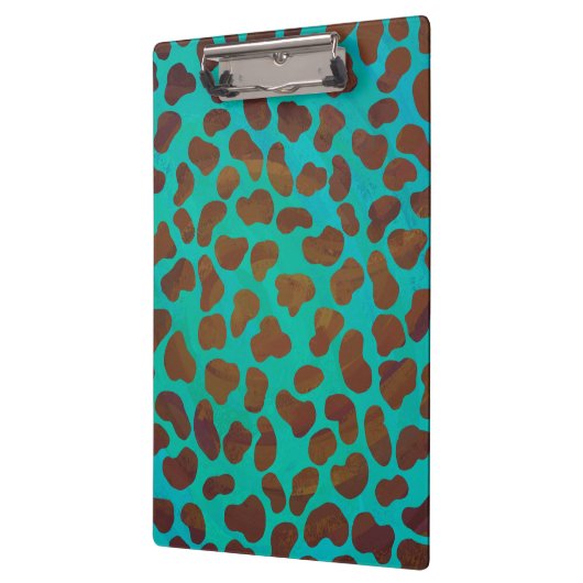 Dalmatian Brown en Blauwgroen met Monogram Klembord (Links)