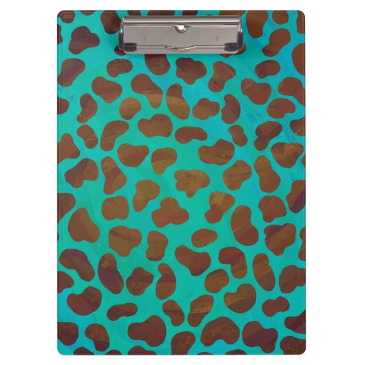 Dalmatian Brown en Blauwgroen met Monogram Klembord (Voorkant)